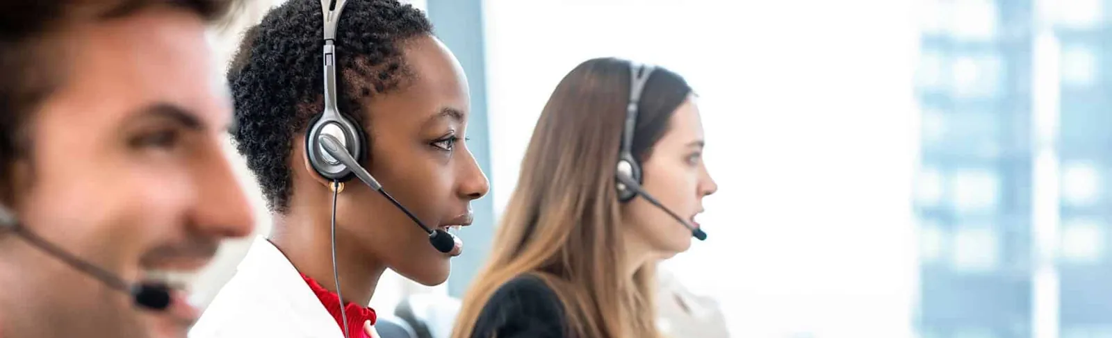 Friendly life insurance support agent at a desk